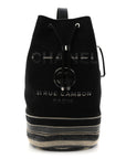 Striped Canvas Deauville Drawstring Backpack Black