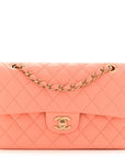 Lambskin Quilted Small Double Flap Light Orange