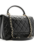 Lambskin Quilted Medium Trendy CC Flap Dual Handle Bag Black