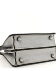Crystal Vitello Laminato FF Petite Peekaboo I SEE U Satchel Crystal Argento