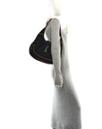 Nubuck Medium New Jackie Shoulder Bag Black Orange