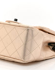 Metallic Lambskin Quilted Mini Square Flap Gold Black