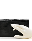 Shiny Alligator Kelly Pocket Long Wallet Black