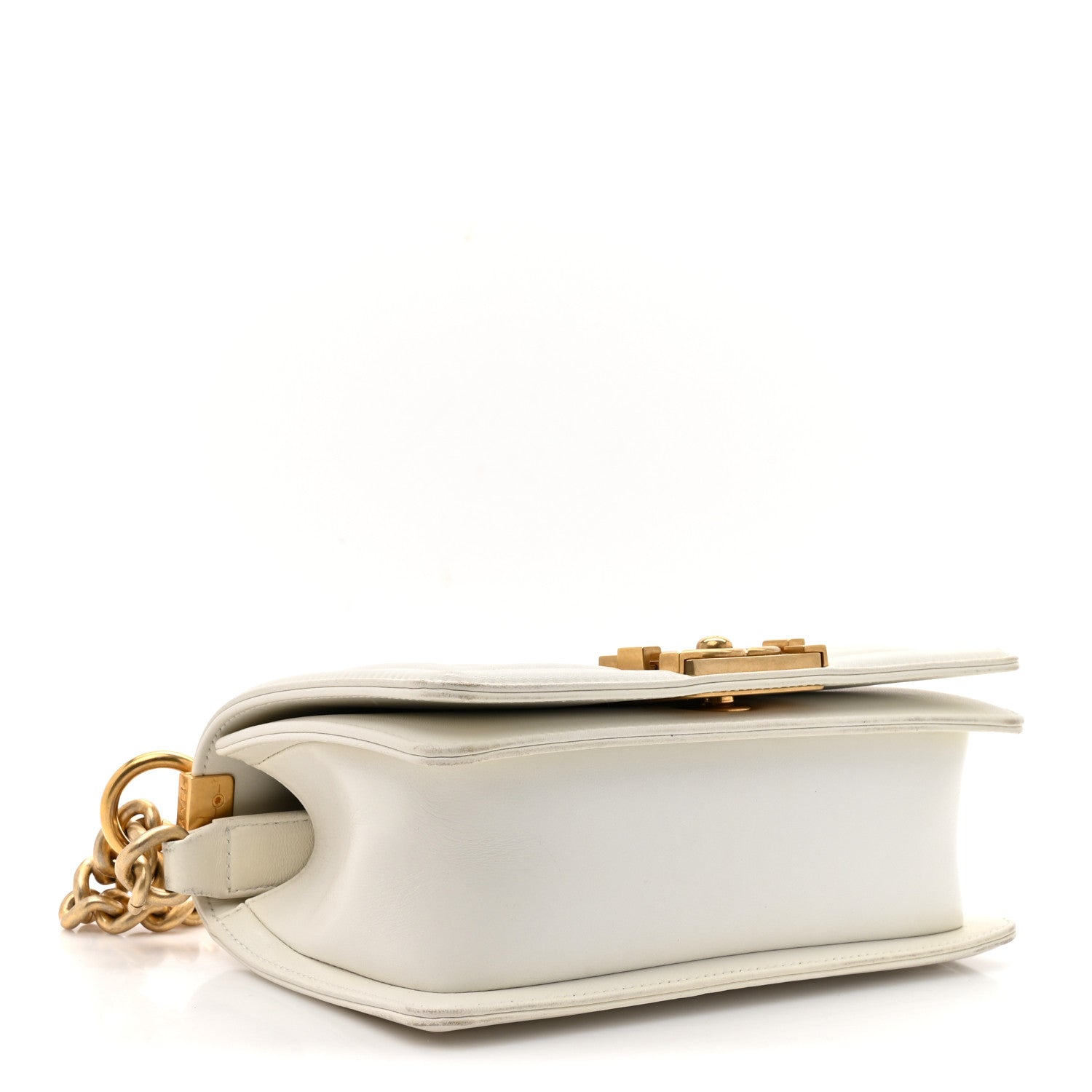 Lizard Chevron Small Boy Flap White Gold