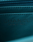 Patent Quilted Mini Rectangular Flap Turquoise