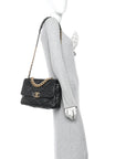 Goatskin Quilted Large CHNL 19 Flap Black
