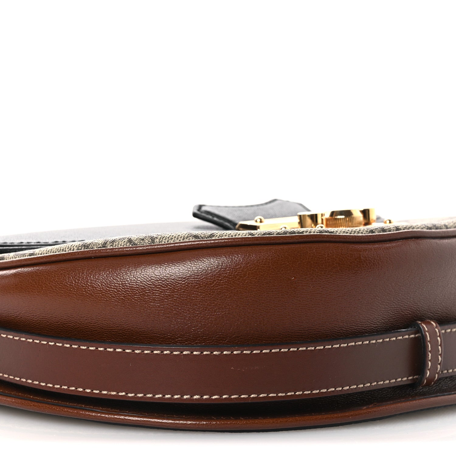 GG Supreme Monogram Calfskin Small Padlock Messenger Shoulder Bag Beige Black Cuir