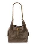 Suede Quilted Medium CHNL 25 Handbag Grey