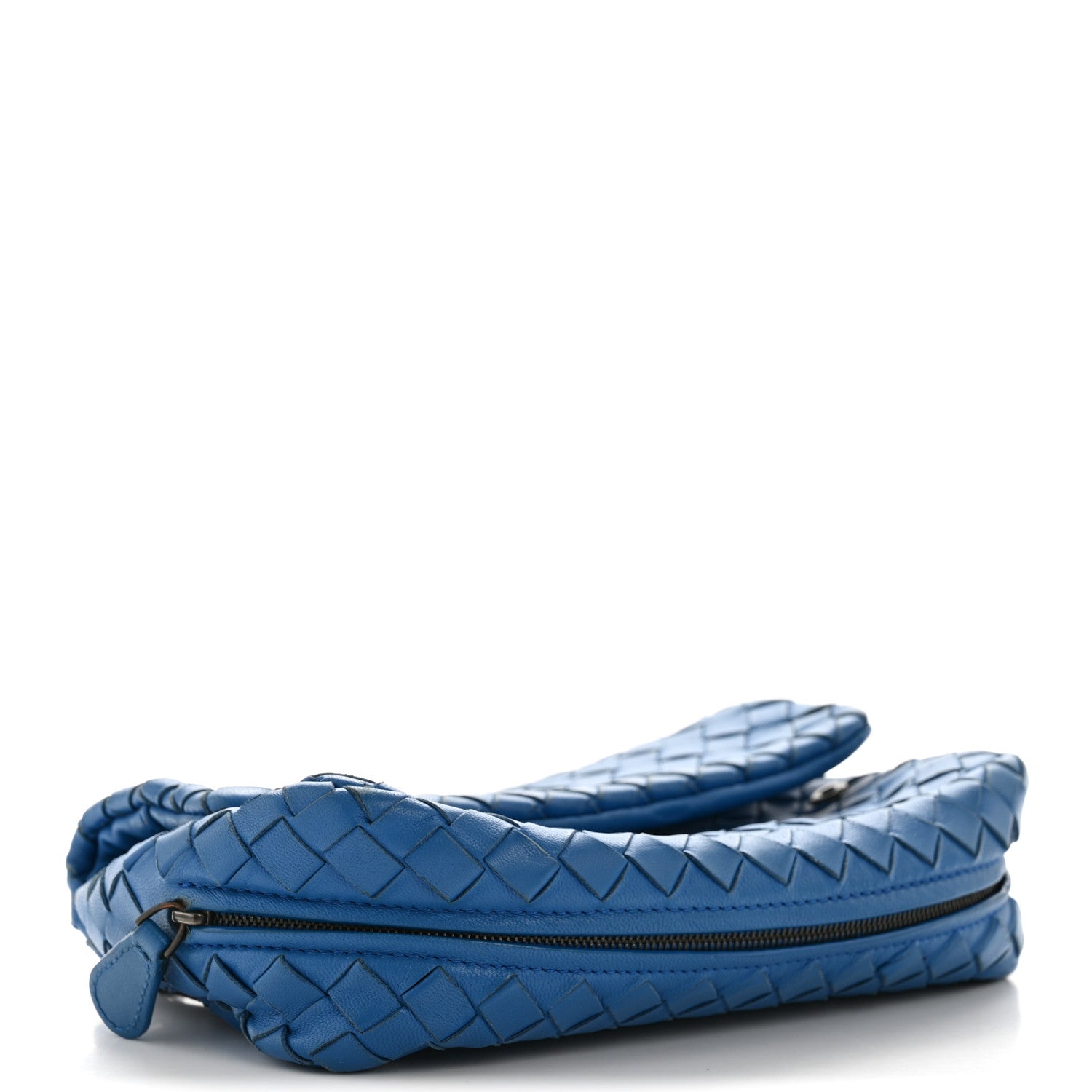 Nappa Intrecciato Small Chain Crossbody Blue