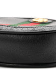 Textured Calfskin Web Ophidia Round Wrist Wallet Black
