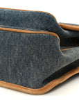 Denim Suede Monogram Medium Niki Chain Satchel Blue Cinnamon