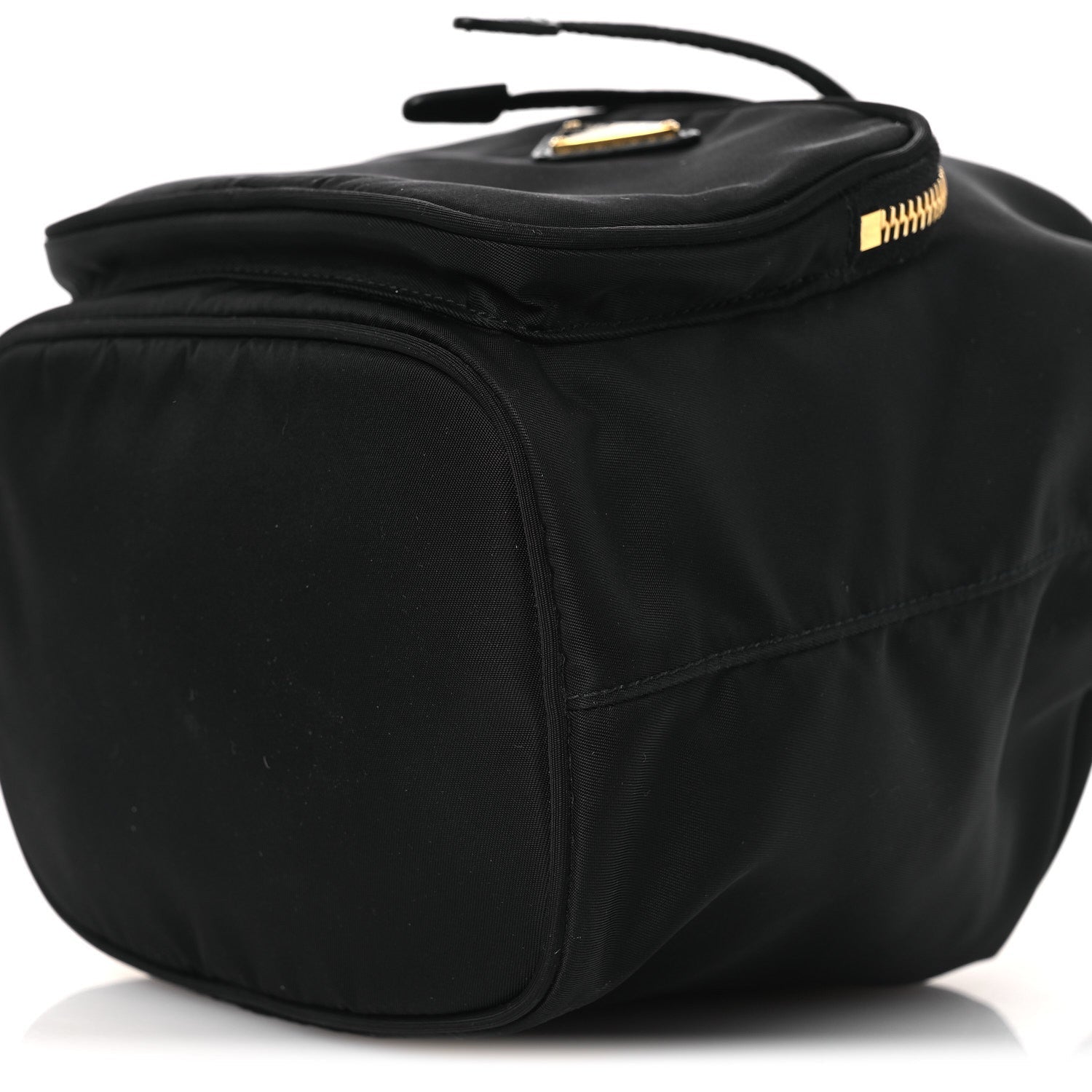 Nylon Vela Saffiano Mini Bucket Crossbody Bag Black