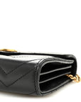 Calfskin Matelasse GG Marmont Chain Wallet Black