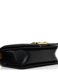 Lambskin Chevron Chain Stitched Small Boy Flap Black