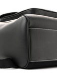 Grained Calfskin Saddle Drawstring Backpack Black