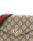 GG Supreme Monogram Textured Dollar Calfskin Web Mini Ophidia Envelope Shoulder Bag Beige Ebony