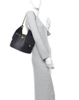 Washed Denim Quilted Small CHNL 25 Handbag Black