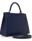 Ostrich Horseshoe Kelly Sellier 28 Bleu Iris