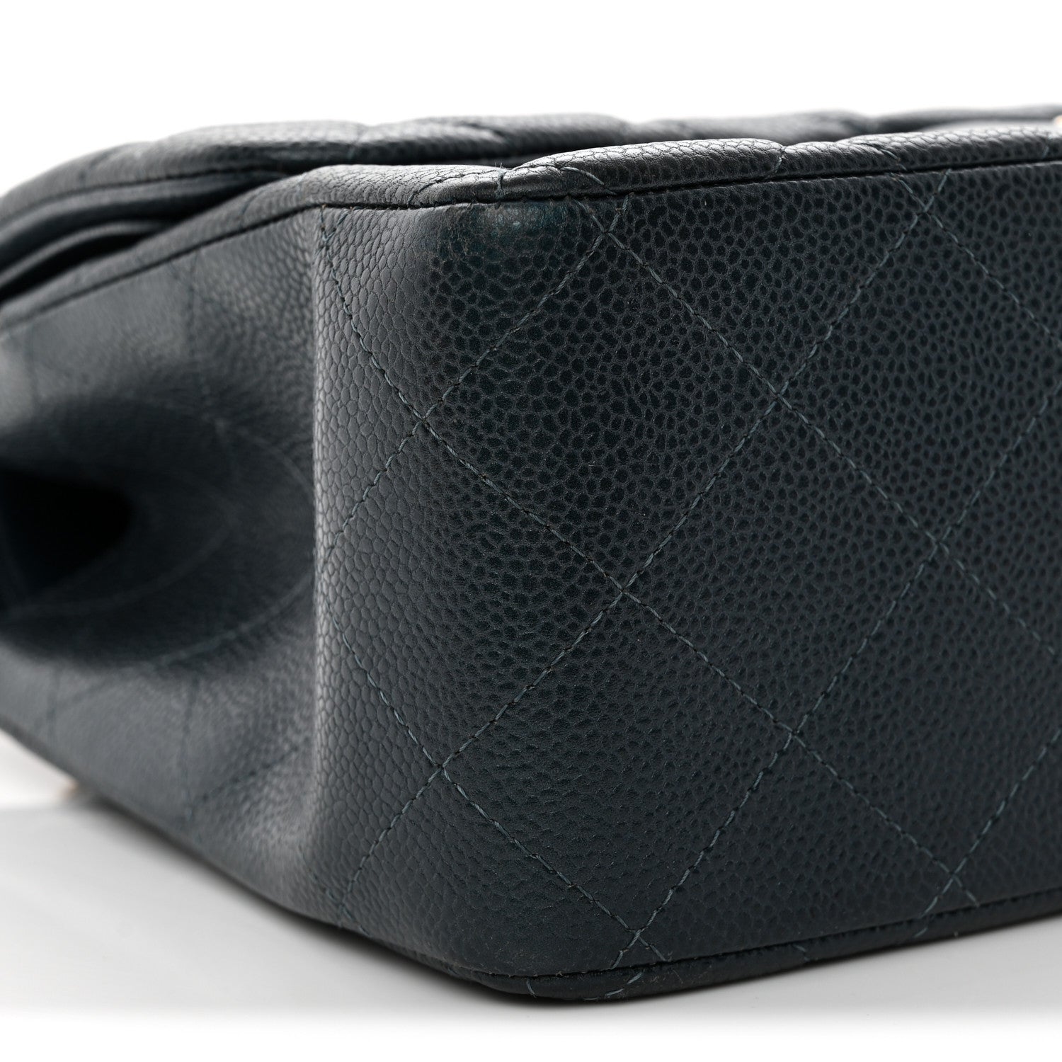 Metallic Caviar Quilted Jumbo Double Flap Dark Blue