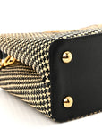 Raffia Calfskin Capucines MM Black Ecru