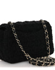 Tweed Quilted Mini Rectangular Flap Black