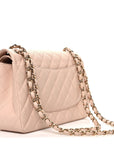 Caviar Quilted Jumbo Double Flap Light Beige