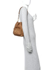 Re-Nylon Saffiano Stitched Re-Edition 1995 Chaine Drawstring Bucket Bag Brandy