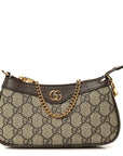 GG Supreme Monogram Textured Dollar Calfskin Mini Ophidia Chain Bag Beige Ebony