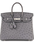 Ostrich Birkin 25 Gris Agate