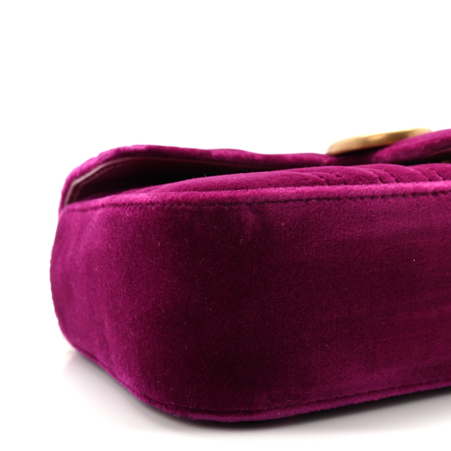 Velvet Matelasse Mini GG Marmont Shoulder Bag Fuchsia Violet Cyclamen