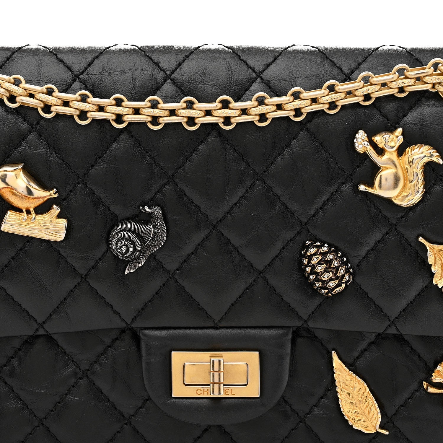 Aged Calfskin Lucky Charms 2.55 Reissue 225 Flap Black