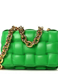 Lambskin Maxi Intreccio Padded Chain Cassette Crossbody Bag Racing Green