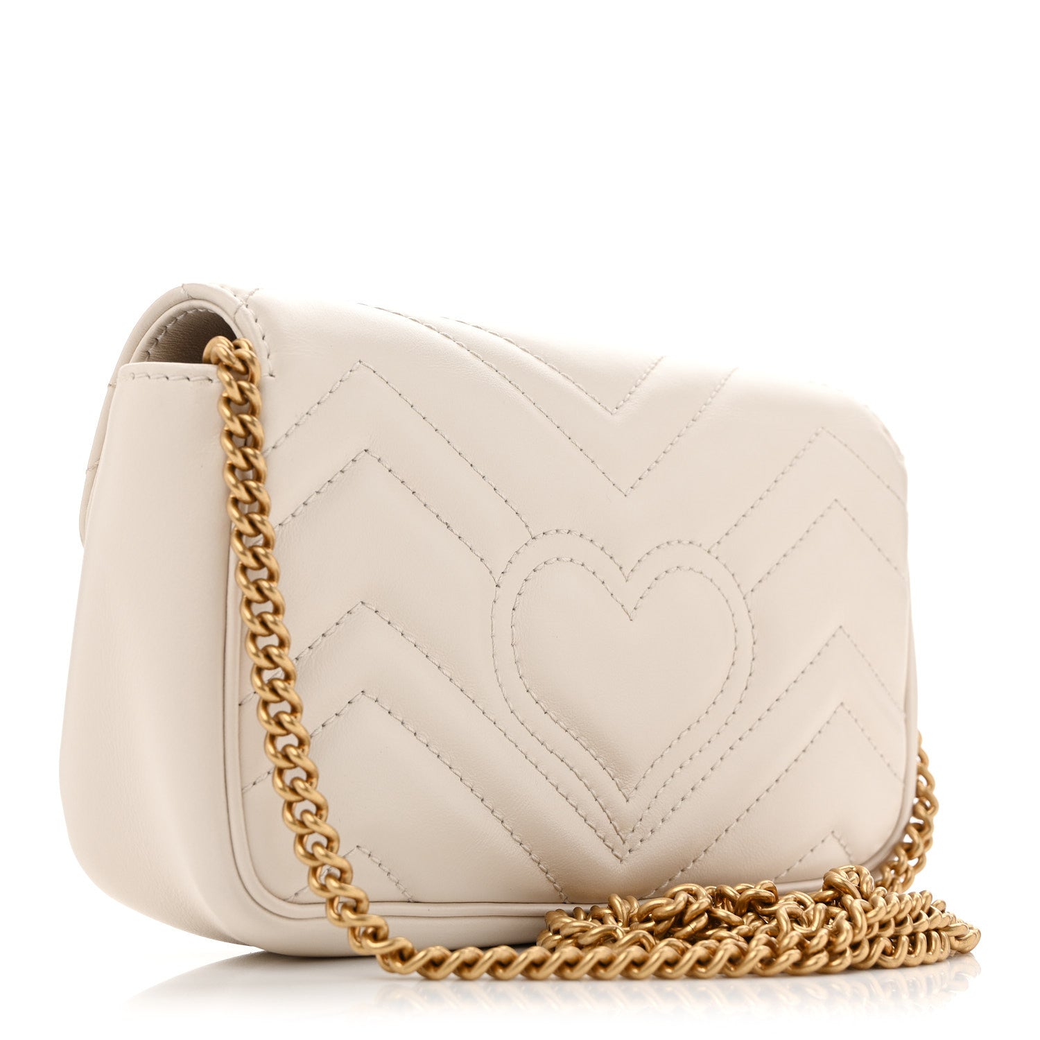 Calfskin Matelasse Super Mini GG Marmont Shoulder Bag White