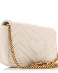 Calfskin Matelasse Super Mini GG Marmont Shoulder Bag White