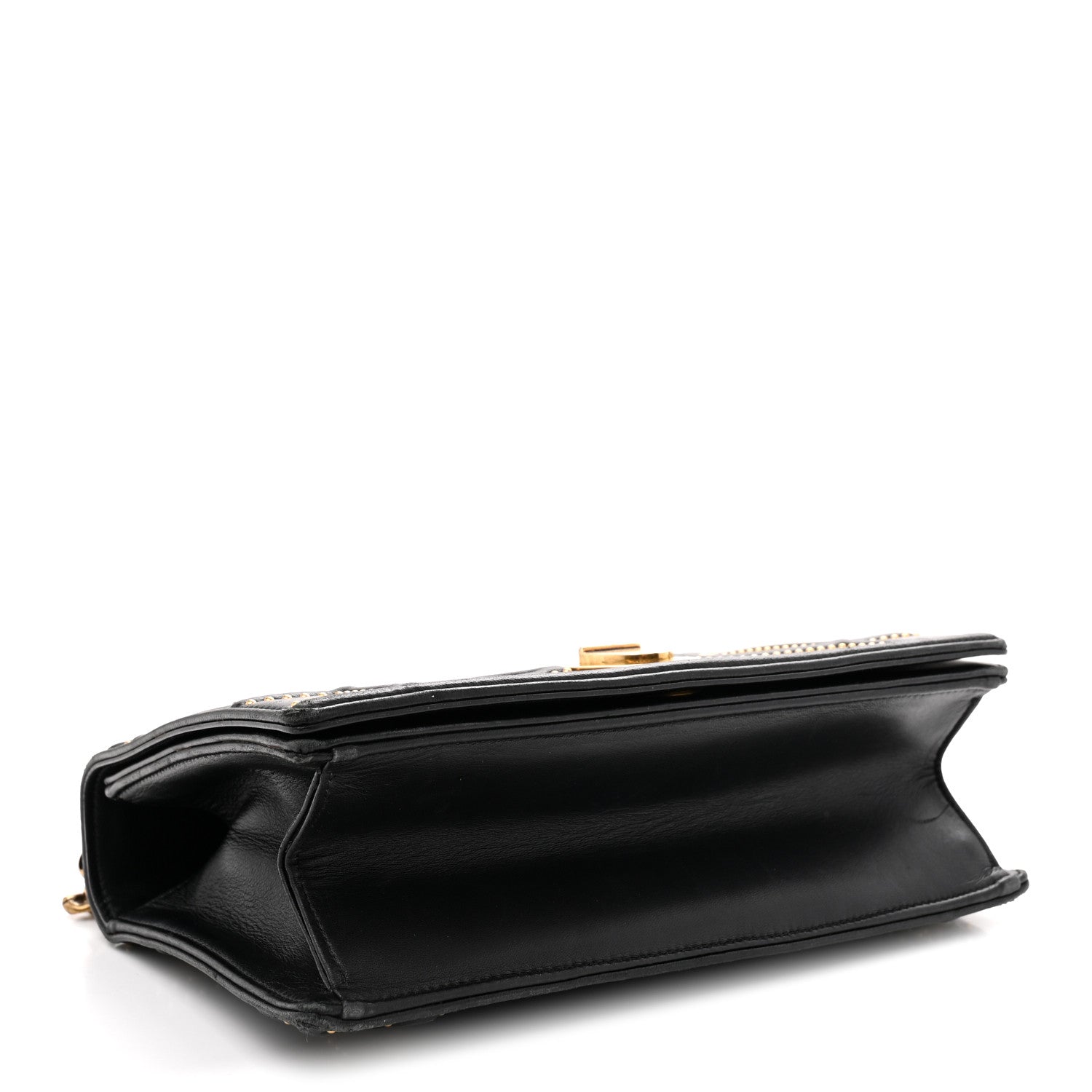 Lambskin Studded Medium D1ORama Flap Bag Black