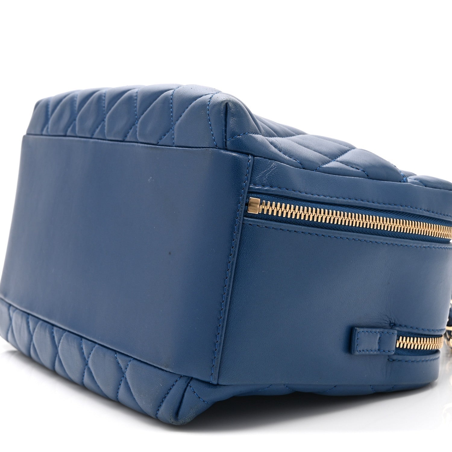 Lambskin Quilted Medium Trendy CC Bowling Bag Blue