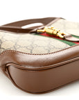 GG Supreme Monogram Azalea Calfskin Web Mini Jackie 1961 Hobo Beige Ebony Brown Sugar