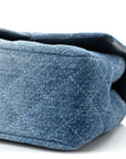 Washed Denim Quilted Mini Rectangular Flap Blue