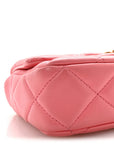 Lambskin Enamel Quilted Pending CC Mini Square Flap Pink