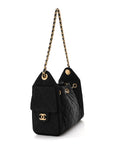 Washed Denim Quilted Mini CHNL 25 Handbag Black