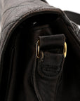 Lambskin Quilted Flap Shoulder Bag Black
