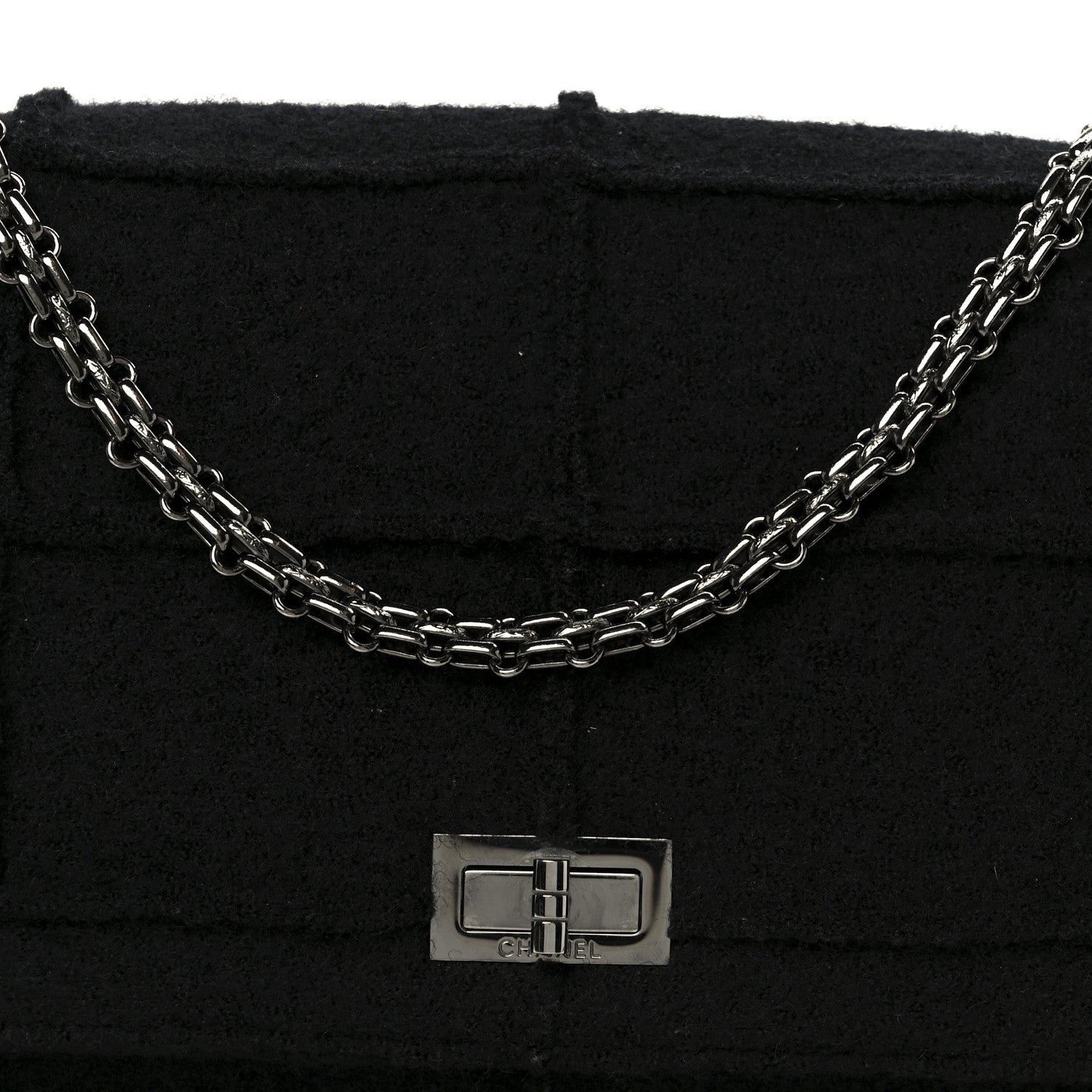 Wool Jumbo Chocolate Bar Mademoiselle Flap Black