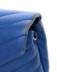 Metallic Calfskin Y Quilted Monogram Toy Loulou Crossbody Bag Blue Royal