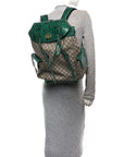 GG Supreme Monogram Snakeskin Ophidia Double Buckle Backpack Brown Green