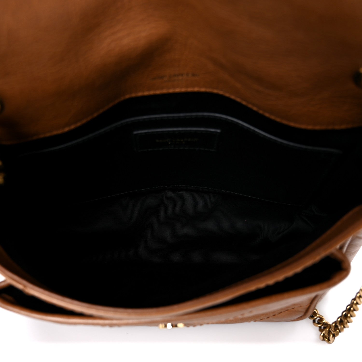 Crinkled Calfskin Matelasse Monogram Baby Niki Chain Satchel Light Caramel