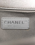 Metallic Lambskin Stingray Quilted Medium Boy Flap Silver