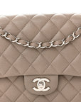 Caviar Quilted Medium Double Flap Taupe