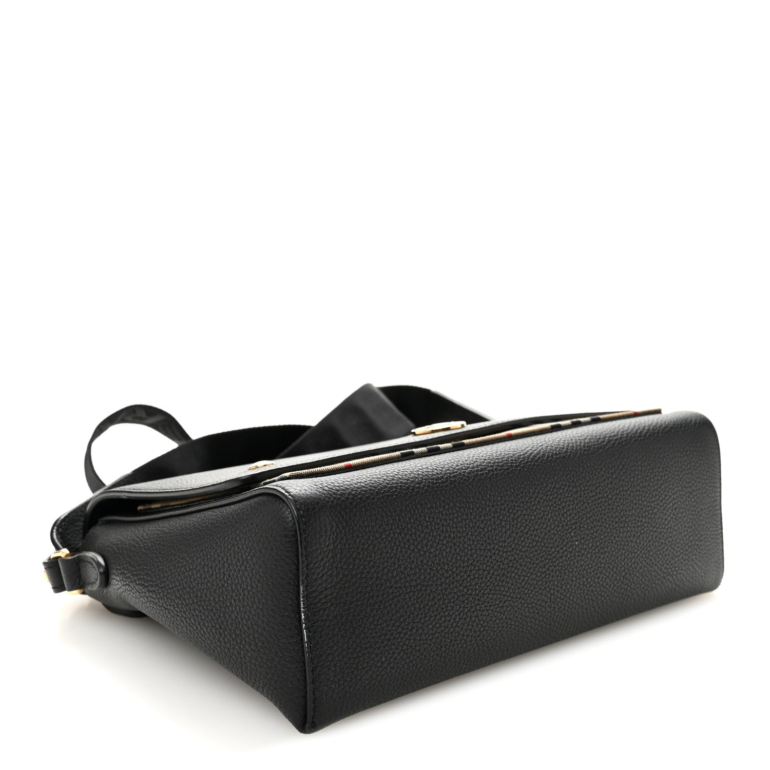 Grainy Calfskin Vintage Check Note Crossbody Bag Black