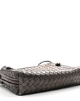 Metallic Nappa Intrecciato Nodini Crossbody Messenger Dark Grey