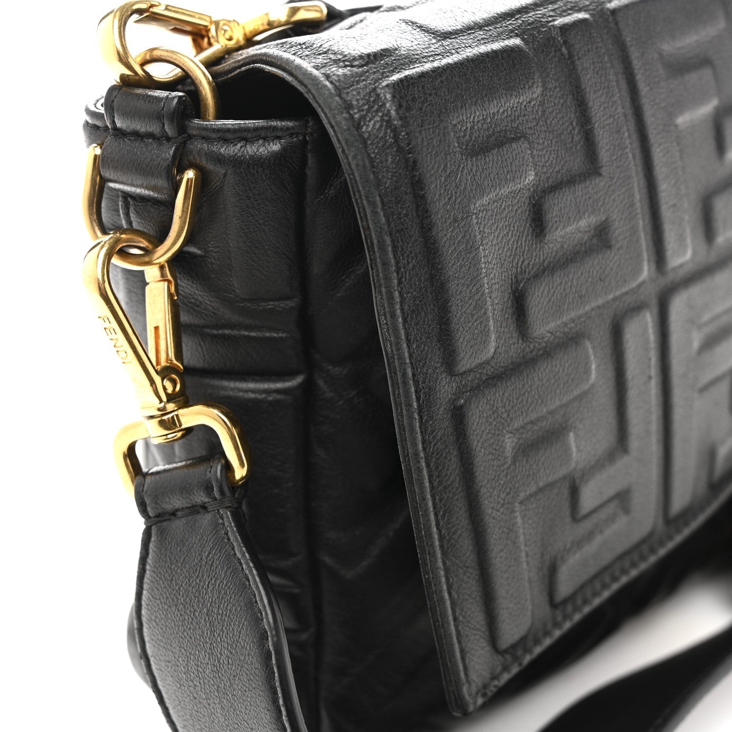Nappa FF 1974 Embossed Large Baguette Black